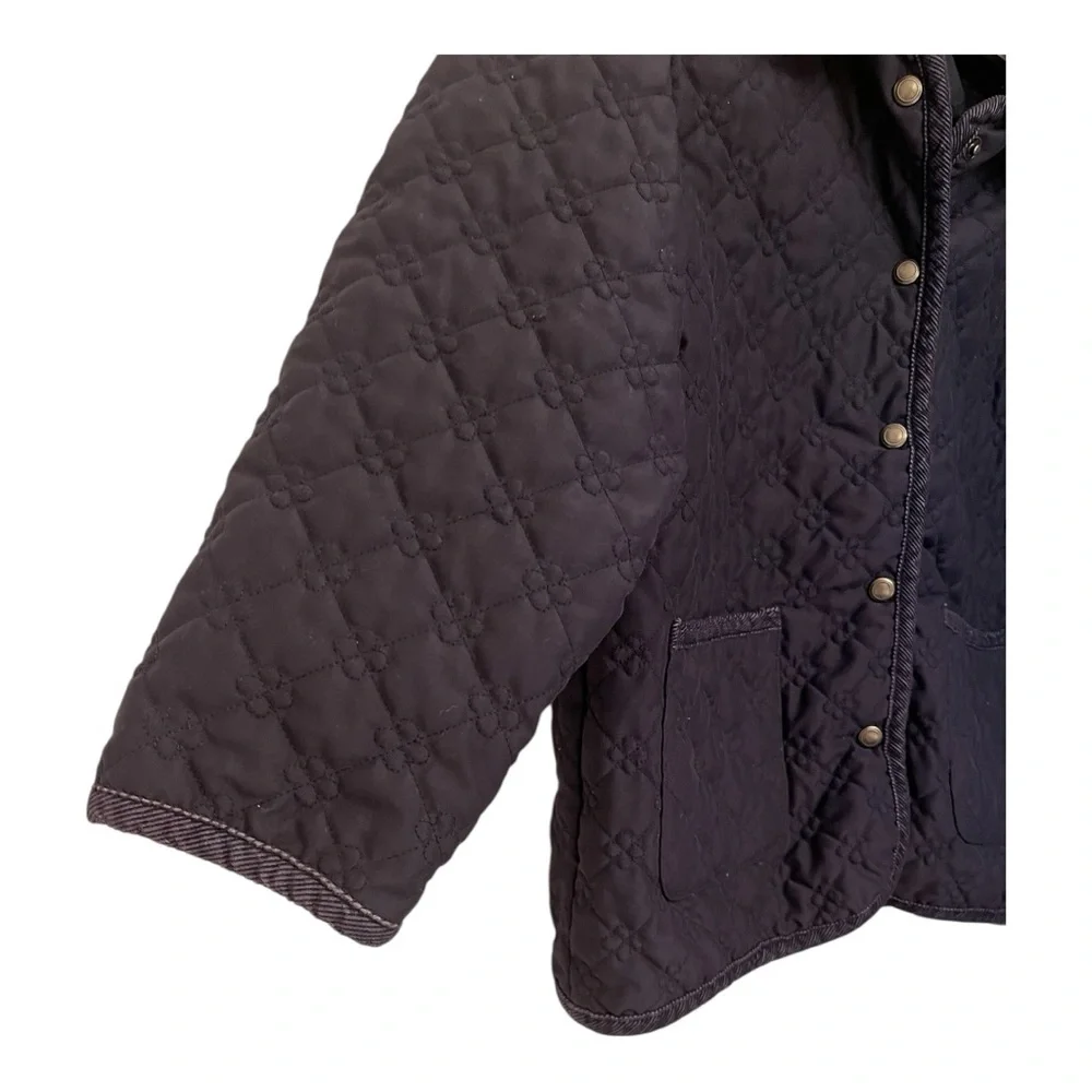 L.L. Bean Girls Quilted‎ Barn Jacket Navy Blue w/ Corduroy Trim M (10–12)